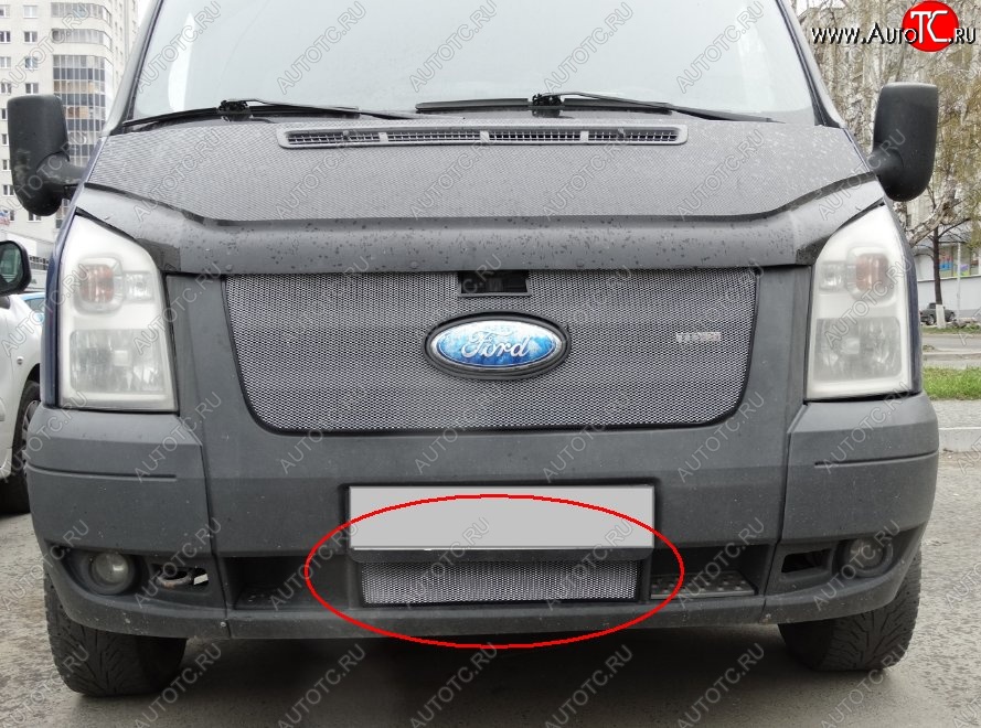 1 539 р. Нижняя защитная сетка на бампер (рестайлинг) Russtal (хром) Ford Transit цельнометаллический фургон (2006-2014)  с доставкой в г. Нижний Новгород