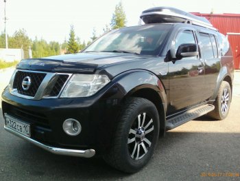 2 079 р. Дефлектор капота CA-Plastiс  Nissan Pathfinder  R51 (2009-2014) рестайлинг (Classic черный, Без надписи)  с доставкой в г. Нижний Новгород. Увеличить фотографию 2