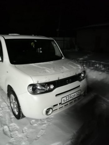 2 079 р. Дефлектор капота CA-Plastiс  Nissan Cube  3 (2008-2025) (Classic прозрачный, Без надписи)  с доставкой в г. Нижний Новгород. Увеличить фотографию 2