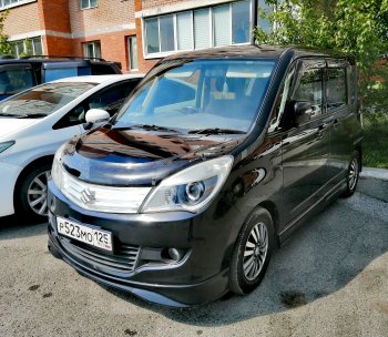 2 569 р. Дефлектор капота CA-Plastiс  Suzuki Solio (2010-2015) дорестайлинг, рестайлинг (Шелкография черная)  с доставкой в г. Нижний Новгород. Увеличить фотографию 4