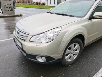 2 299 р. Дефлектор капота CA-Plastiс  Subaru Outback ( BR/B14,  BR,) (2009-2015) дорестайлинг универсал, B14)  рестайлинг универсал (Шелкография серебро)  с доставкой в г. Нижний Новгород. Увеличить фотографию 3