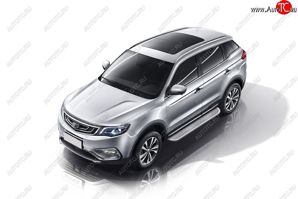 15 349 р. Защита порогов Slitkoff (d57, с листом) Geely Atlas Pro NL3 (2019-2024) (Нержавейка)  с доставкой в г. Нижний Новгород