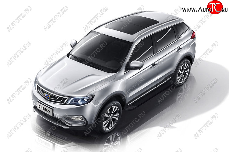 13 349 р. Пороги алюминиевые Slitkoff Geely Atlas Pro NL3 (2019-2024) (Optima Black )  с доставкой в г. Нижний Новгород