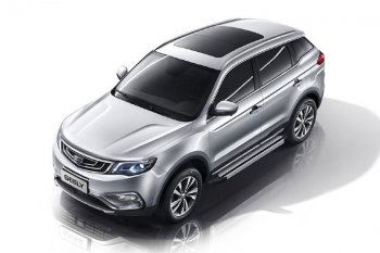 Пороги алюминиевые Slitkoff Geely Atlas Pro NL3 (2019-2024)