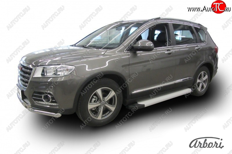 10 979 р. Порожки для ног Arbori Optima Silver Haval H6 (2013-2020)  с доставкой в г. Нижний Новгород