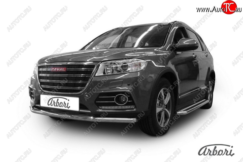 20 499 р. Защита переднего бампера Arbori (нержавейка, 1 труба d57 mm) Haval H6 дорестайлинг (2016-2019)  с доставкой в г. Нижний Новгород