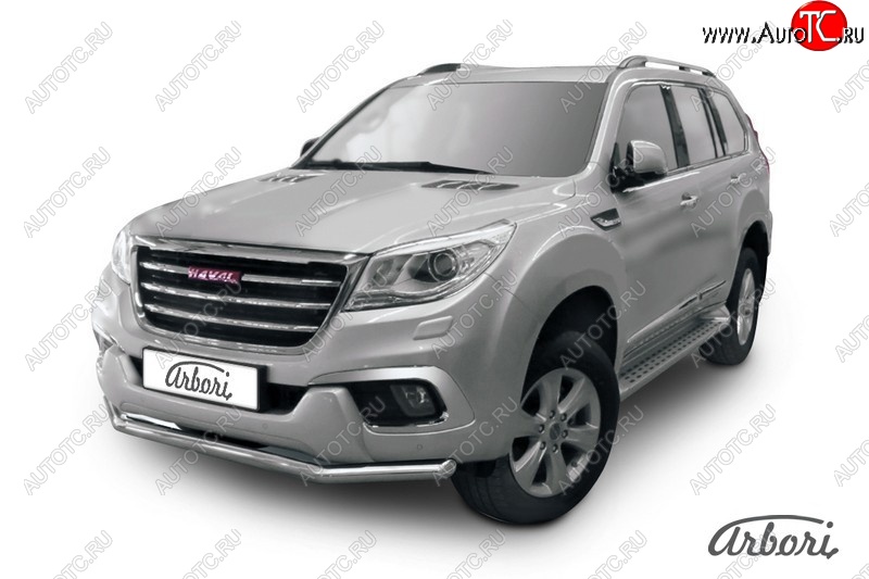 17 399 р. Защита переднего бампера Arbori (нержавейка, 1 труба d57 mm) Haval H9 дорестайлинг (2015-2017)  с доставкой в г. Нижний Новгород