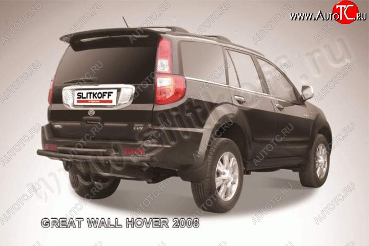 6 599 р. Защита заднего бампера Slitkoff (труба d57/d57) Great Wall Hover  1-ый рестайлинг (2010-2014) (Цвет: серебристый)  с доставкой в г. Нижний Новгород