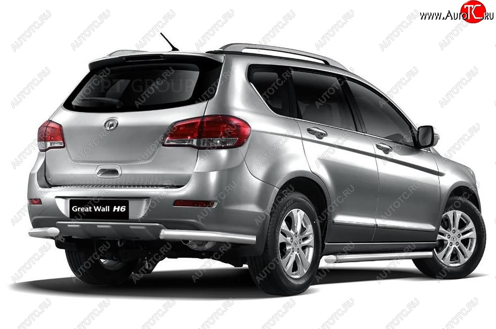 10 649 р. Защита заднего бампера Petroil Tuning (уголки, d63) Great Wall Hover H6 (2012-2016) (Нержавейка)  с доставкой в г. Нижний Новгород