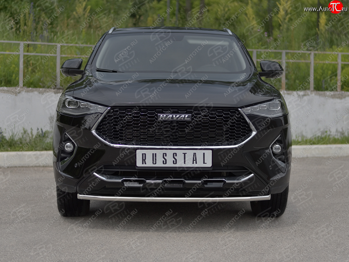 9 849 р. Защита переднего бампера (Ø42 мм, нержавейка, 4WD) SLITKOFF Haval F7x  дорестайлинг (2019-2022)  с доставкой в г. Нижний Новгород