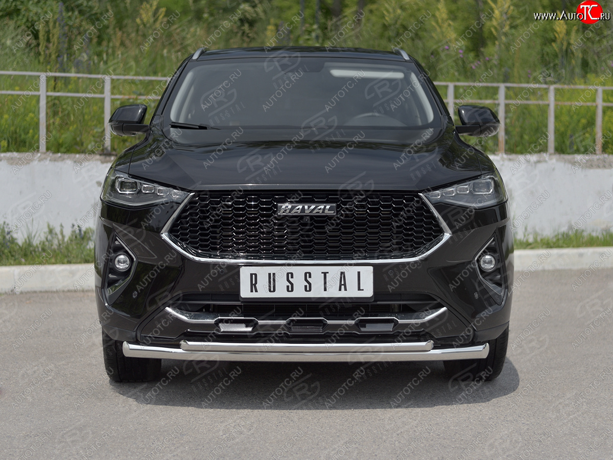 13 299 р. Защита переднего бампера (Ø63 мм секции, нержавейка, 1.5 4WD) SLITKOFF Haval F7x  дорестайлинг (2019-2022)  с доставкой в г. Нижний Новгород