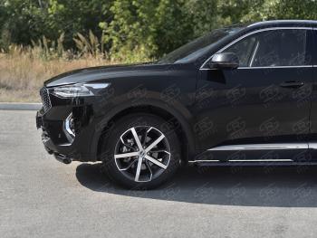 12 349 р. Защита переднего бампера SLITKOFF (Ø57 секции/Ø42 дуга)  Haval F7x (2019-2022) дорестайлинг (нержавейка с полимерным покрытием, черный)  с доставкой в г. Нижний Новгород. Увеличить фотографию 3