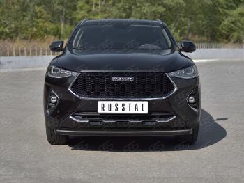 8 699 р. Защита переднего бампера (Ø63 мм, окрашенная) SLITKOFF Haval F7x  дорестайлинг (2019-2022) (в цвет черный муар)  с доставкой в г. Нижний Новгород. Увеличить фотографию 4