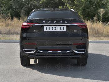 12 349 р. Защита заднего бампера (1.5 4WD Ø57 дуга/Ø42 дуга)  Haval F7x (2019-2022)  дорестайлинг (нержавейка с полимерным покрытием, черный)  с доставкой в г. Нижний Новгород. Увеличить фотографию 2