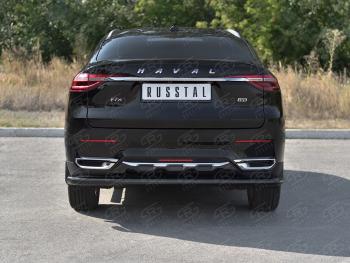 8 699 р. Защита заднего бампера (Ø63 мм, окрашенная) SLITKOFF Haval F7x  дорестайлинг (2019-2022) (цвет черный муар)  с доставкой в г. Нижний Новгород. Увеличить фотографию 2