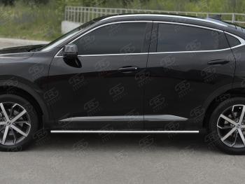 23 749 р. Защита порогов (Ø75x42 мм, с проступью) Russtal Haval F7x  дорестайлинг (2019-2022) (полированная нержавейка)  с доставкой в г. Нижний Новгород. Увеличить фотографию 2