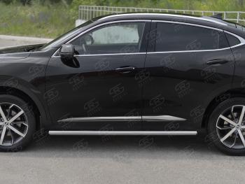 22 549 р. Защита порогов (Ø63 мм) SLITKOFF  Haval F7x (2019-2022)  дорестайлинг (полированная нержавейка, торцы с пластиковыми заглушками)  с доставкой в г. Нижний Новгород. Увеличить фотографию 2