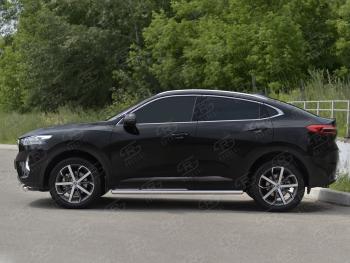 22 549 р. Защита порогов (Ø63 мм) SLITKOFF  Haval F7x (2019-2022)  дорестайлинг (полированная нержавейка, торцы с пластиковыми заглушками)  с доставкой в г. Нижний Новгород. Увеличить фотографию 3