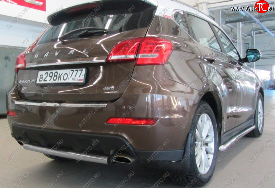 5 349 р. Защита заднего бампера Slitkoff (Ø 57, короткая)  Haval H2 (2014-2021) (Сталь с полимерным покрытием. Цвет: серебристый)  с доставкой в г. Нижний Новгород