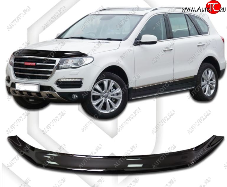 2 199 р. Дефлектор капота CA-Plastiс  Haval H8 (2015-2017) (Classic черный, Без надписи)  с доставкой в г. Нижний Новгород