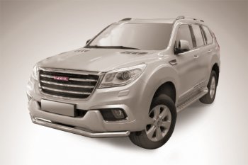 11 899 р. Защита переднего бампера Slitkoff (d57 мм)  Haval H9 (2017-2019) 1-ый рестайлинг (Нержавеющая сталь)  с доставкой в г. Нижний Новгород. Увеличить фотографию 1