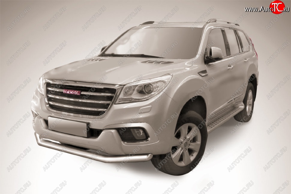 14 499 р. Защита переднего бампера Slitkoff (d76 мм)  Haval H9 (2017-2019) 1-ый рестайлинг (Нержавеющая сталь)  с доставкой в г. Нижний Новгород