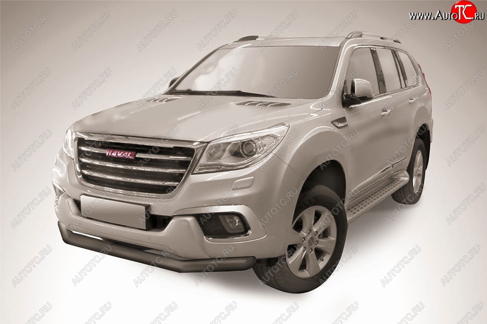 8 899 р. Защита переднего бампера Slitkoff (d76 мм) Haval H9 1-ый рестайлинг (2017-2019) (Сталь с полимерным покрытием. Цвет: чёрный)  с доставкой в г. Нижний Новгород