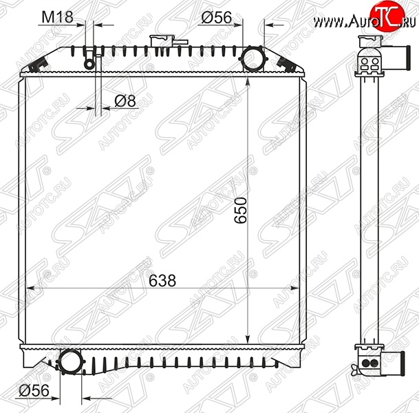 14 699 р. Радиатор двигателя SAT (пластинчатый, МКПП)  Hino 500 - Ranger  5  с доставкой в г. Нижний Новгород