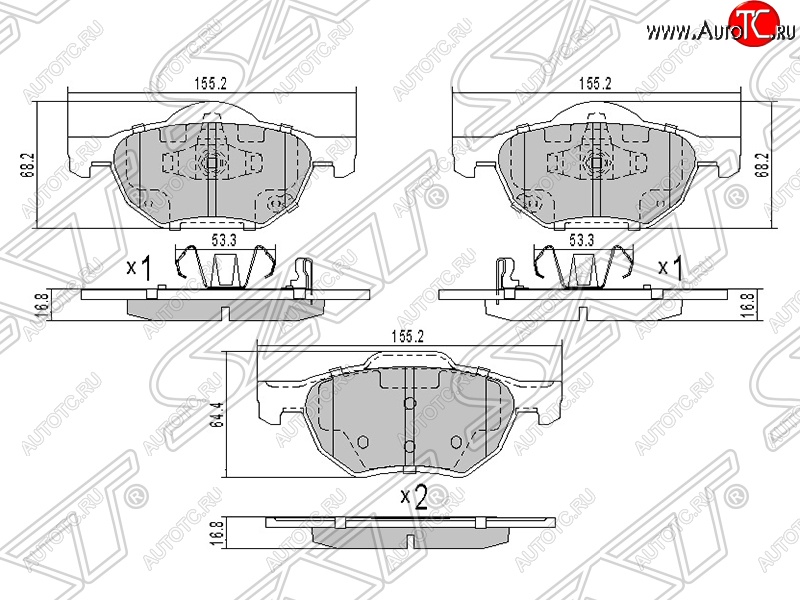 1 659 р. Колодки тормозные передние SAT Honda Accord CL седан дорестайлинг (2002-2005)  с доставкой в г. Нижний Новгород