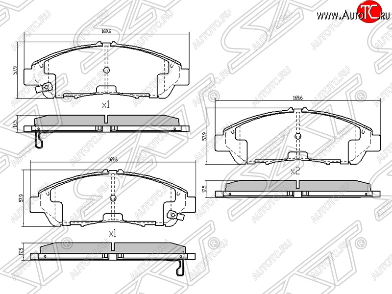 1 599 р. Колодки тормозные SAT (передние)  Honda Accord  CU (2008-2013) седан дорестайлинг, седан рестайлинг  с доставкой в г. Нижний Новгород