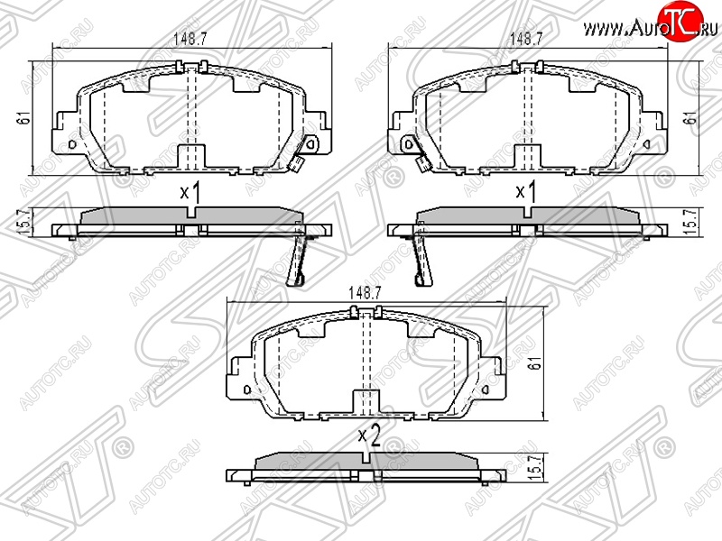 1 679 р. Колодки тормозные SAT (передние)  Honda Accord ( CU,  CW) (2008-2013) седан дорестайлинг, универсал дорестайлинг, седан рестайлинг, универсал рестайлинг  с доставкой в г. Нижний Новгород