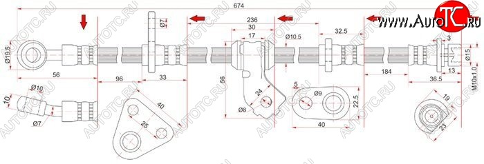 1 599 р. Тормозной шланг передний SAT (правый) Honda Integra DB6,DB7,DB8,DB9 седан дорестайлинг (1993-1995)  с доставкой в г. Нижний Новгород