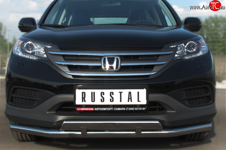 22 799 р. Защита переднего бампера (2 трубыØ63 и 42 мм, нержавейка) SLITKOFF  Honda CR-V  RM1,RM3,RM4 (2012-2015) дорестайлинг  с доставкой в г. Нижний Новгород