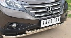 14 899 р. Защита переднего бампера (2 трубыØ63 мм, нержавейка) SLITKOFF  Honda CR-V  RM1,RM3,RM4 (2012-2015) дорестайлинг  с доставкой в г. Нижний Новгород. Увеличить фотографию 2