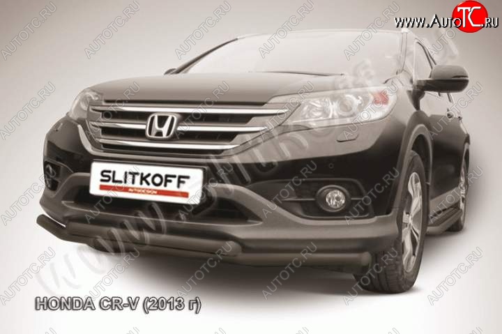 13 199 р. Защита переднего бампера из труб d57 Slitkoff (двойная)  Honda CR-V  RM1,RM3,RM4 (2012-2015) дорестайлинг (Цвет: серебристый)  с доставкой в г. Нижний Новгород