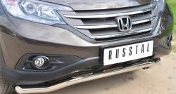 13 999 р. Защита переднего бампера (Ø63 мм волна, нержавейка, 2.4) SLITKOFF  Honda CR-V  RM1,RM3,RM4 (2012-2015) дорестайлинг  с доставкой в г. Нижний Новгород. Увеличить фотографию 2