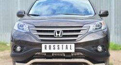 Защита переднего бампера (Ø63 мм волна, нержавейка, 2.4) SLITKOFF Honda (Хонда) CR-V (СР-В)  RM1,RM3,RM4 (2012-2015) RM1,RM3,RM4 дорестайлинг