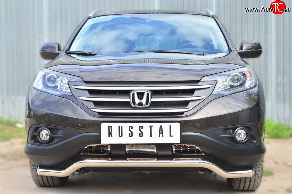 13 999 р. Защита переднего бампера (Ø63 мм волна, нержавейка, 2.4) SLITKOFF  Honda CR-V  RM1,RM3,RM4 (2012-2015) дорестайлинг  с доставкой в г. Нижний Новгород