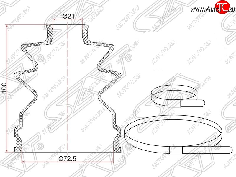 369 р. Пыльник ШРУСа SAT (наружный, 2 хомута. резина)  Honda CR-V  RM1,RM3,RM4 (2012-2018) дорестайлинг, рестайлинг  с доставкой в г. Нижний Новгород