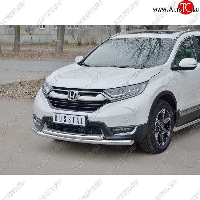 17 949 р. Защита переднего бампера (2 трубыØ63 и 42 мм, нержавейка) SLITKOFF  Honda CR-V  RW,RT (2016-2020) дорестайлинг  с доставкой в г. Нижний Новгород