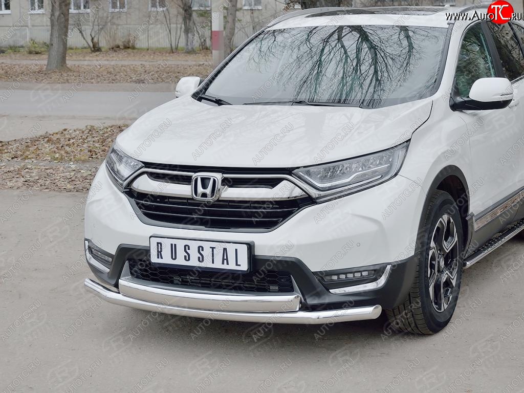 14 699 р. Защита переднего бампера (2 трубыØ63 и 75х42 мм, нержавейка) Russtal Honda CR-V RW,RT дорестайлинг (2016-2020)  с доставкой в г. Нижний Новгород