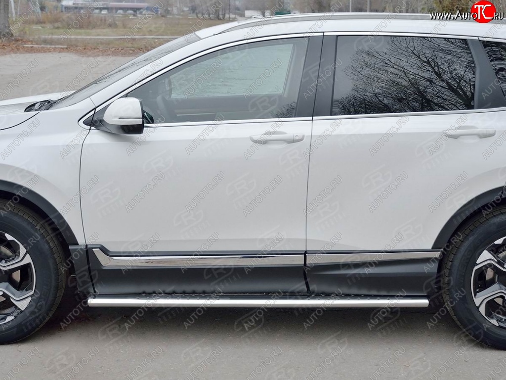 30 649 р. Защита порогов Russtal из овальной трубы d120х60 с проступью Russtal Honda CR-V RW,RT дорестайлинг (2016-2020)  с доставкой в г. Нижний Новгород