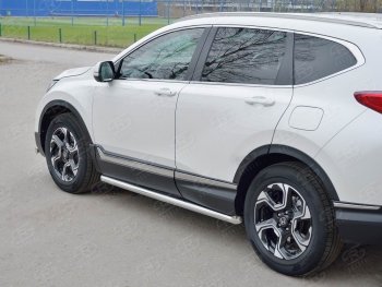 14 849 р. Защита порогов из круглой трубы диаметром 63 мм SLITKOFF v1 Honda CR-V RW,RT дорестайлинг (2016-2020)  с доставкой в г. Нижний Новгород. Увеличить фотографию 2