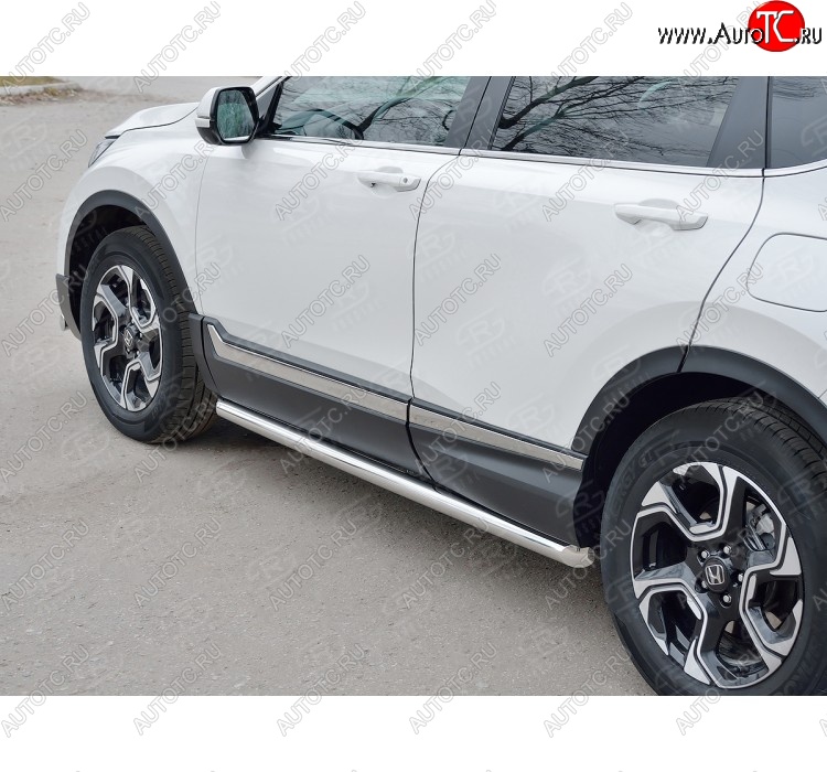 14 849 р. Защита порогов из круглой трубы диаметром 63 мм SLITKOFF v1 Honda CR-V RW,RT дорестайлинг (2016-2020)  с доставкой в г. Нижний Новгород