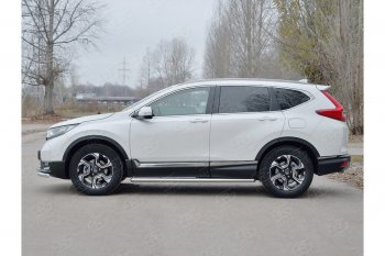 14 849 р. Защита порогов из круглой трубы диаметром 63 мм SLITKOFF v3 Honda CR-V RW,RT дорестайлинг (2016-2020)  с доставкой в г. Нижний Новгород. Увеличить фотографию 2