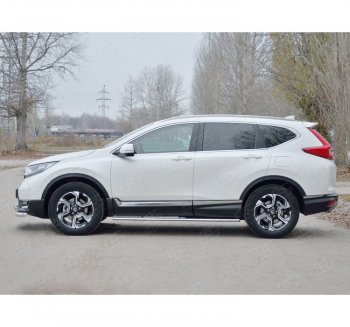 21 749 р. Защита порогов Russtal из овальной трубы d75х42 с проступью Russtal Honda CR-V RW,RT дорестайлинг (2016-2020)  с доставкой в г. Нижний Новгород. Увеличить фотографию 2