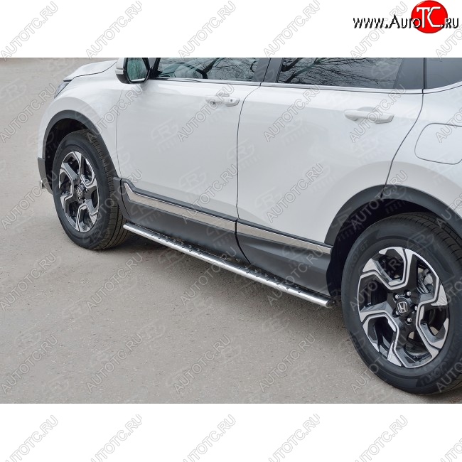 21 749 р. Защита порогов Russtal из овальной трубы d75х42 с проступью Russtal Honda CR-V RW,RT дорестайлинг (2016-2020)  с доставкой в г. Нижний Новгород