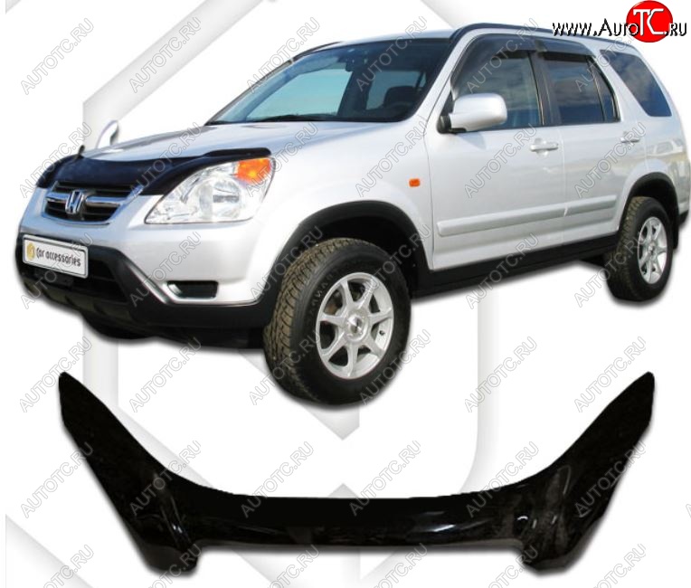 2 699 р. Дефлектор капота CA-Plastiс exclusive  Honda CR-V  RD4,RD5,RD6,RD7,RD9  (2001-2006) дорестайлинг, рестайлинг (Classic черный, Без надписи)  с доставкой в г. Нижний Новгород