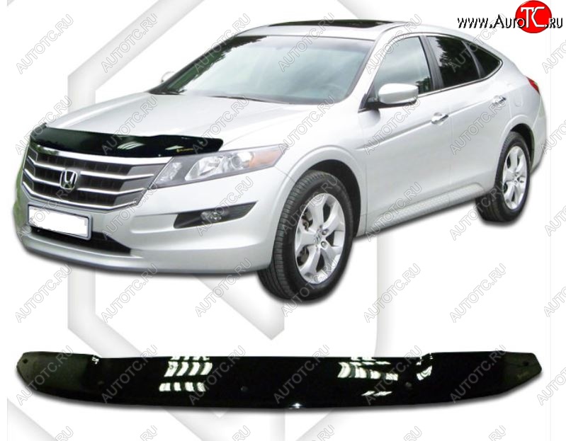 2 079 р. Дефлектор капота CA-Plastiс  Honda Crosstour  1 (2009-2016) TF дорестайлинг, TF рестайлинг (Classic черный, Без надписи)  с доставкой в г. Нижний Новгород