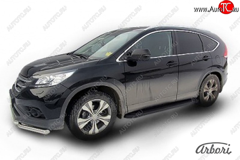 11 609 р. Порожки для ног Arbori Optima Black Honda CR-V RM1,RM3,RM4 дорестайлинг (2012-2015)  с доставкой в г. Нижний Новгород